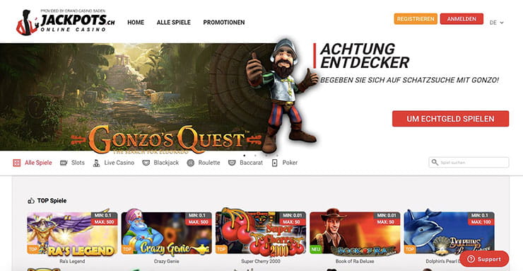Vorschaubild Jackpots.ch Startseite